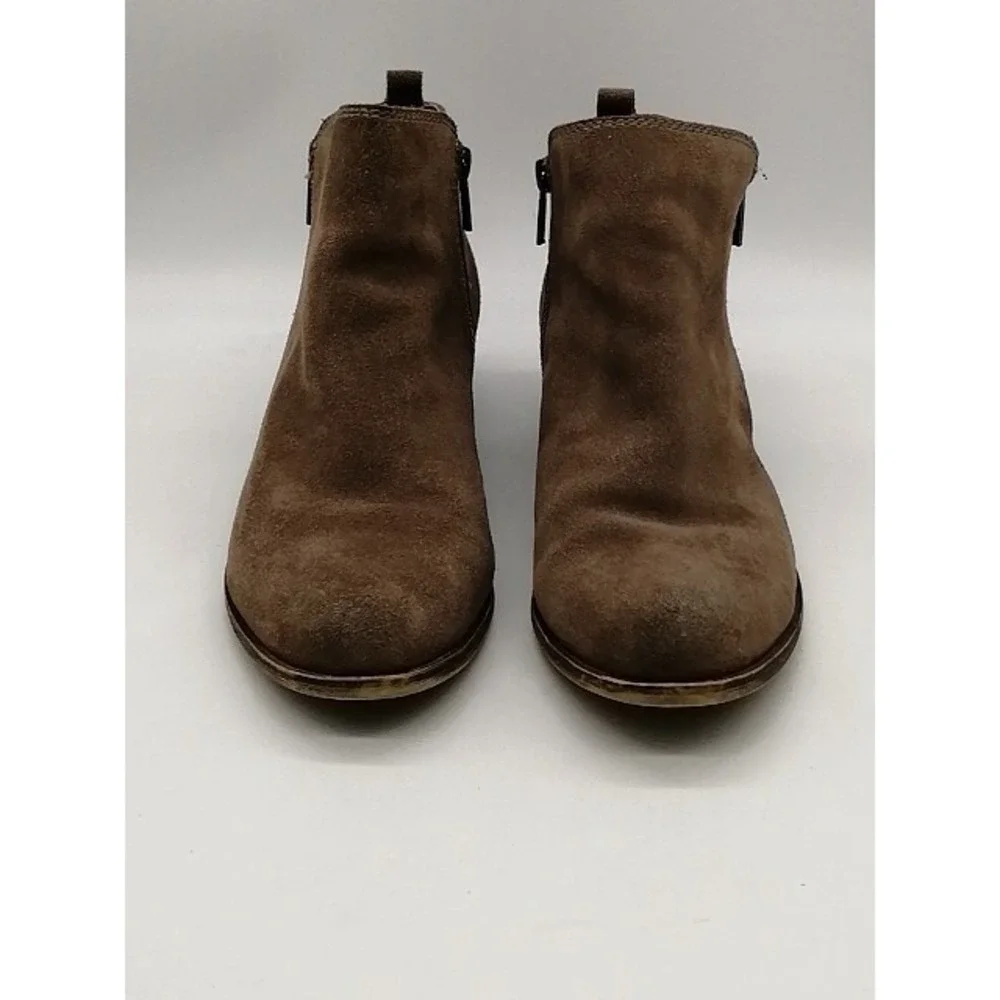 Lucky Brand Boots Womens Basel Brown 10 Ankle Bootie Shoes Suede Side Zip